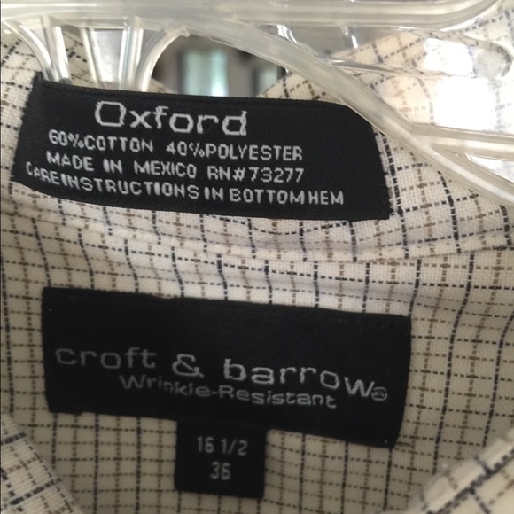 16.5x36 Men's Croft & Barrow Mens Oxford - Picture 2 of 3